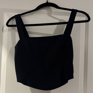 Abercrombie & Fitch Black Crop Top Corset Style with adjustable straps